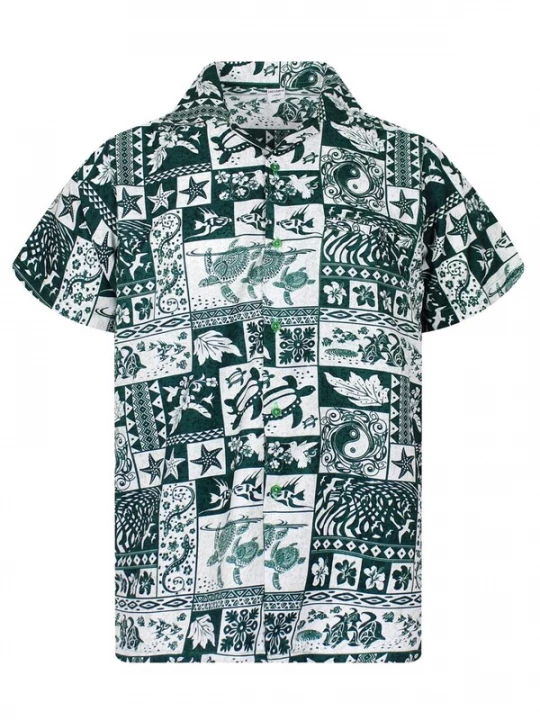 Foto van product King Kameha Shirt 'Puzzle' groen