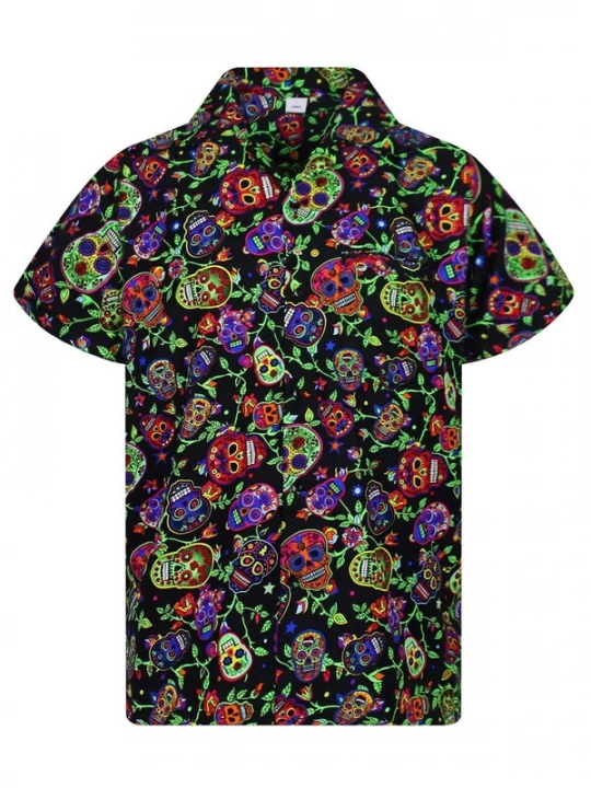 Foto van product King Kameha Shirt 'Skull' black denim