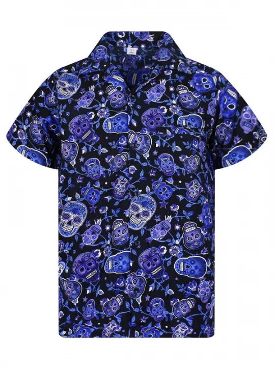 Foto van product King Kameha Shirt 'Skull' blauw