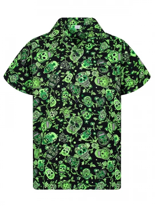 Foto van product King Kameha Shirt 'Skull' groen