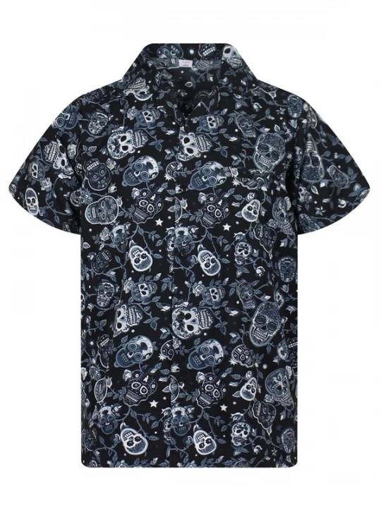 Foto van product King Kameha Shirt 'Skull' zwart