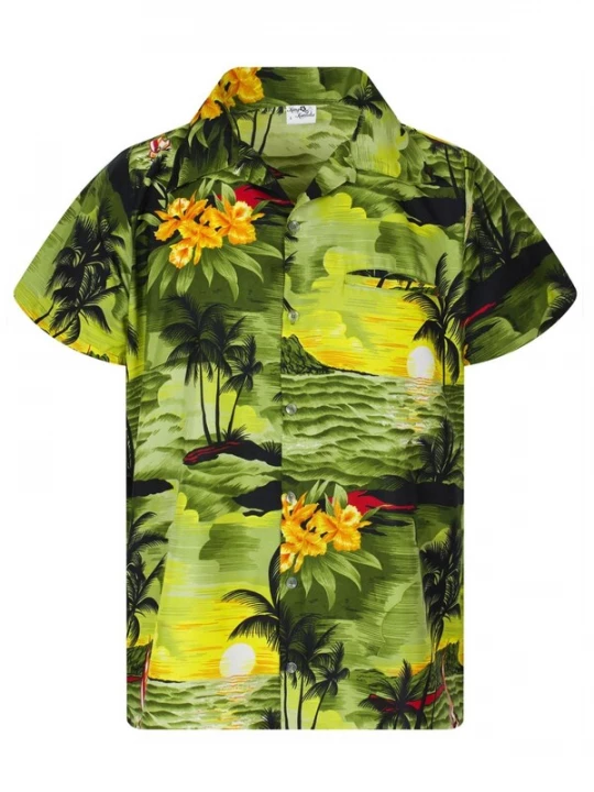 Foto van product King Kameha Shirt 'Surf' donkergroen