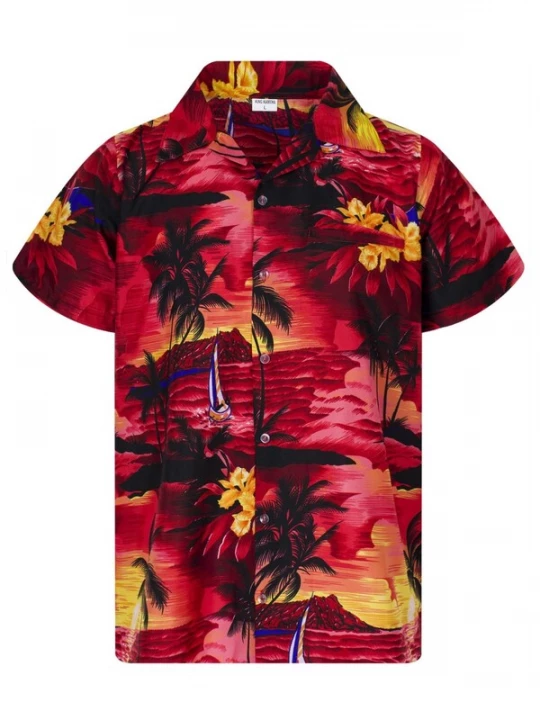 Foto van product King Kameha Shirt 'Surf' rood