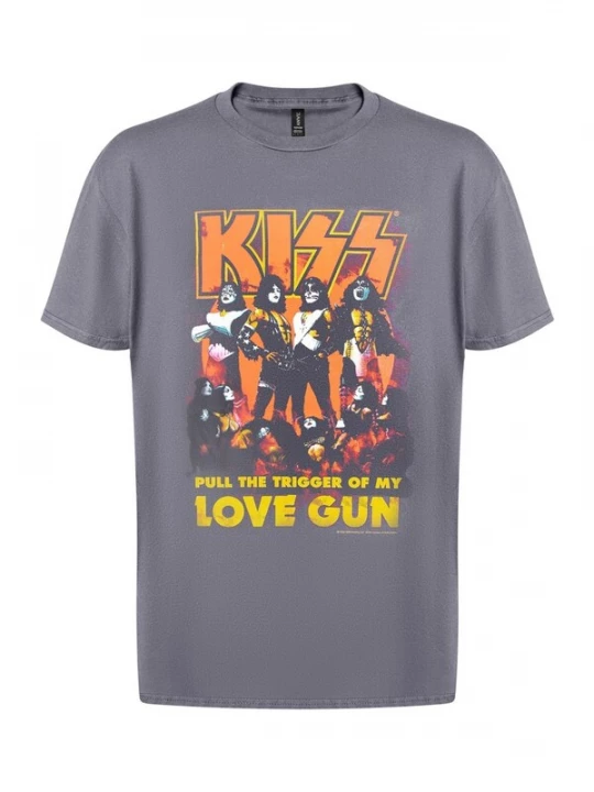 Foto van product Kiss Shirt 'Love Gun' grijs