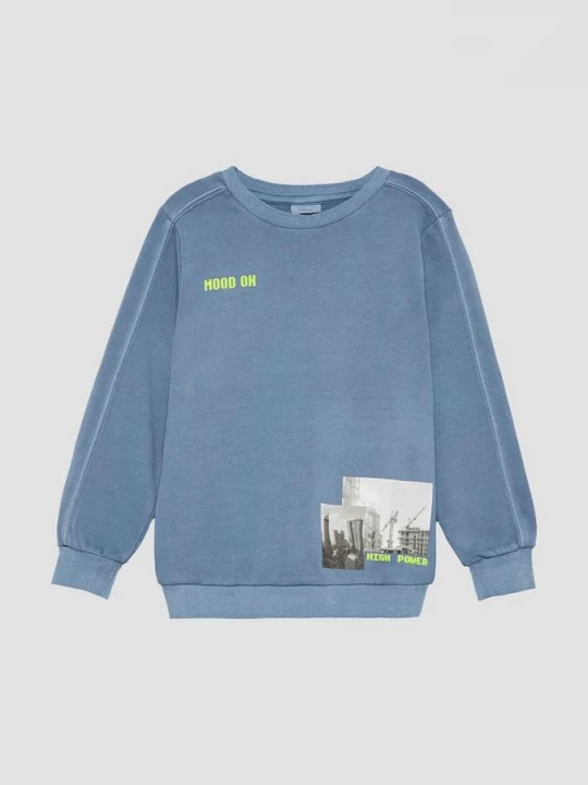 Foto van product Kleding geverfd sweatshirt met print op de voorkant s.Oliver blauw