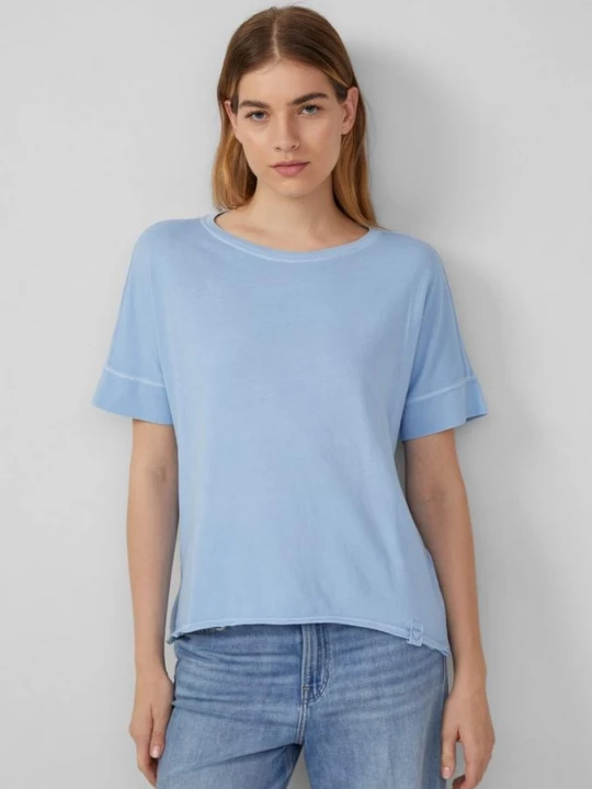 Foto van product Kledingstuk gewassen T-shirt met decoratieve stiksels in een relaxte pasvorm s.Oliver blauw