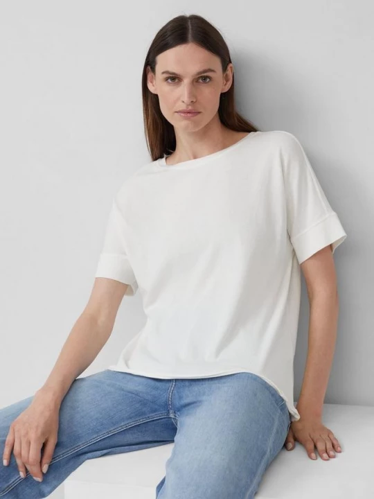 Foto van product Kledingstuk gewassen T-shirt met decoratieve stiksels in een relaxte pasvorm s.Oliver crème