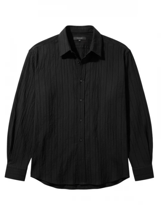 Foto van product Kleidermafia Overhemd 'Regular Fit Striped Line Shirt - Black' zwart