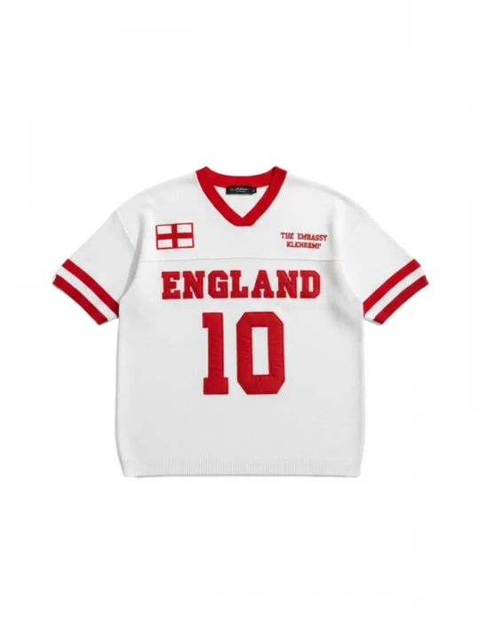 Foto van product Kleidermafia Shirt 'Oversize England Knit T-shirt - White' wit