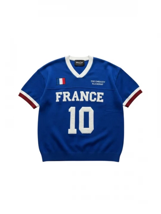 Foto van product Kleidermafia Shirt 'Oversize France Knit T-shirt - Sax' blauw