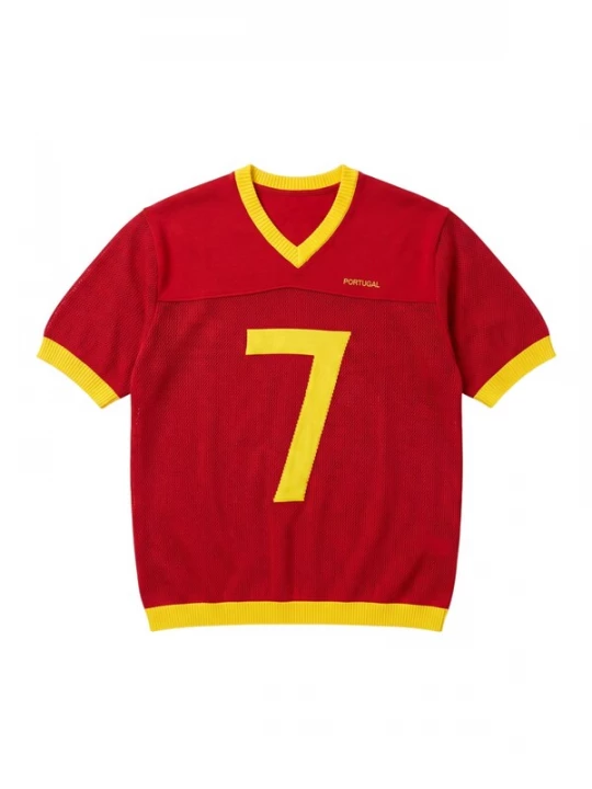 Foto van product Kleidermafia Shirt 'Oversize Portugal Knit T-shirt - Red' rood