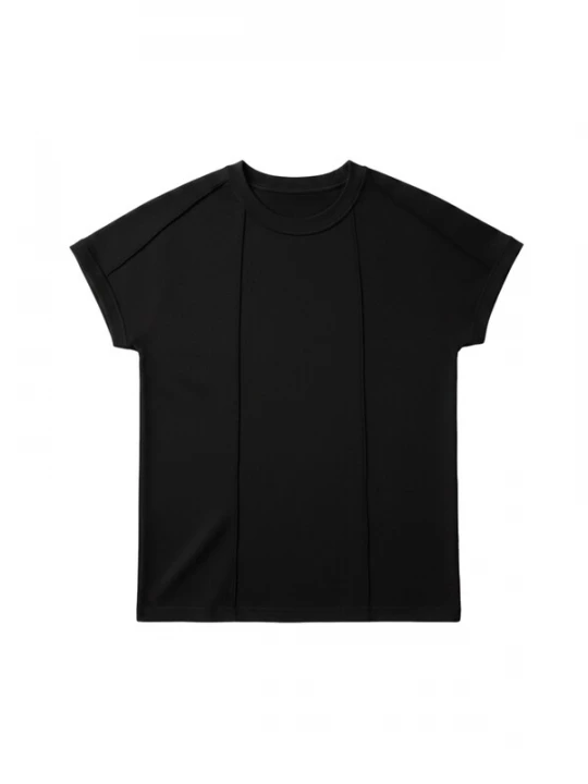 Foto van product Kleidermafia Shirt 'Oversized Batwing Seam-Detail T-Shirt - Black' zwart