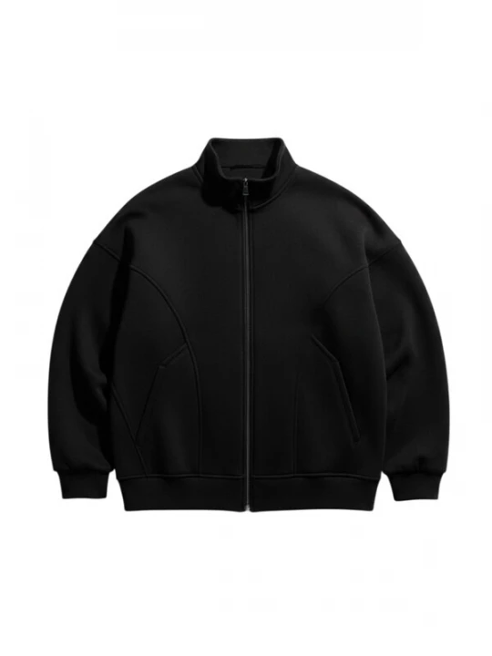 Foto van product Kleidermafia Sweatshirt 'Loose Fit Basic Zipper Jacket - Black' zwart