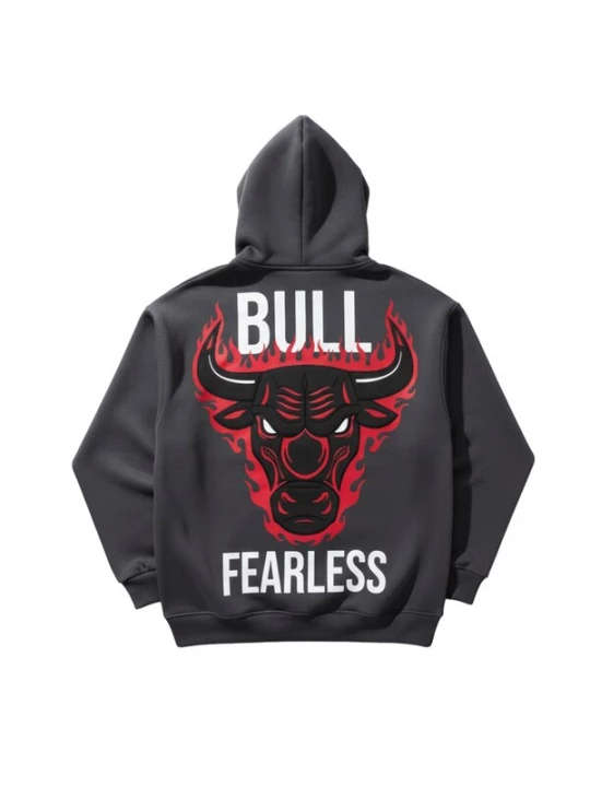 Foto van product Kleidermafia Sweatshirt 'Oversize Bull Fearless Hoodie - Anthracite' antraciet