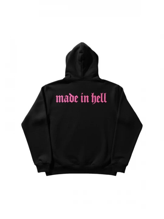 Foto van product Kleidermafia Sweatshirt 'Oversize Made in Hell Hoodie - Black and Lila' zwart