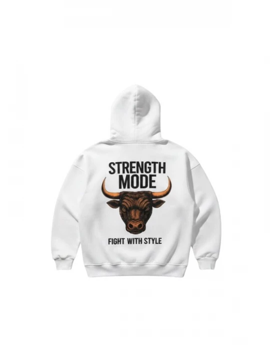 Foto van product Kleidermafia Sweatshirt 'Oversize Strength Mode Hoodie - White' wit