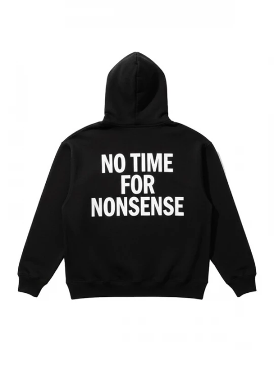 Foto van product Kleidermafia Trui 'Oversize “No Time for Nonsense” Hoodie - Black and White' zwart