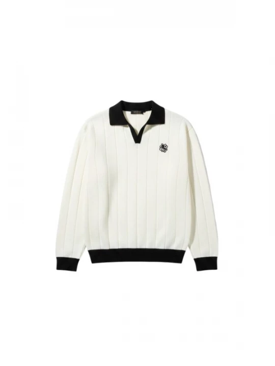 Foto van product Kleidermafia Trui 'Oversized Embroidered Polo Sweater - Ecru' ecru