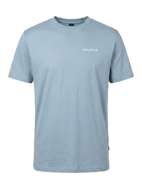 Foto van product Kleinigkeit Shirt 'Dorfkind' duifblauw / wit