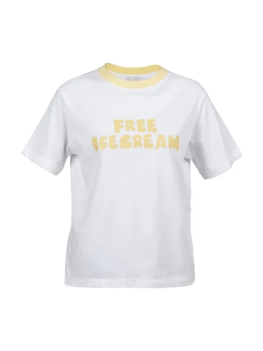 Foto van product Kleinigkeit Shirt 'Free Ice Cream' geel / wit
