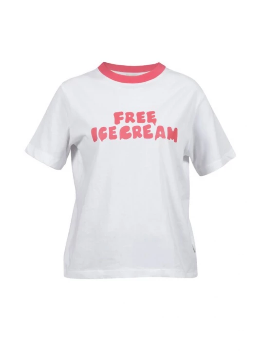 Foto van product Kleinigkeit Shirt 'Free Ice Cream' pink / offwhite