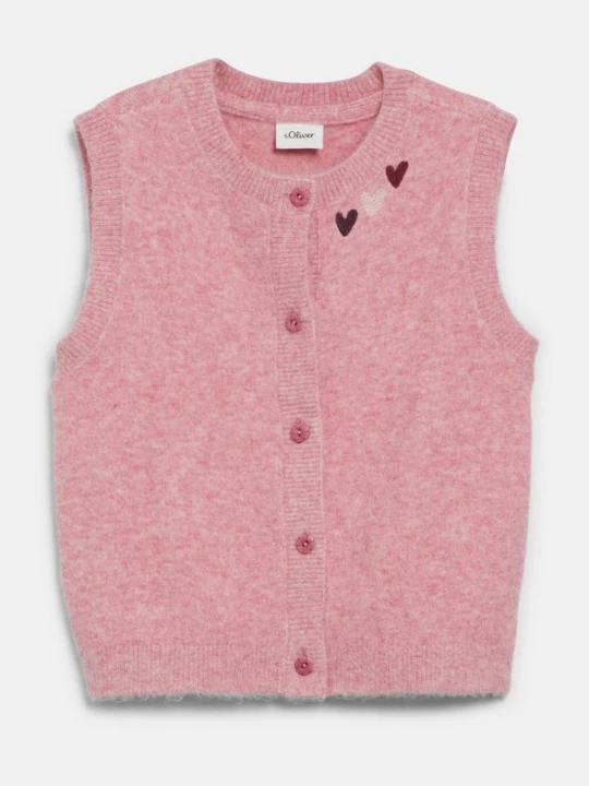 Foto van product Knus gebreid vest met borduursel s.Oliver roze