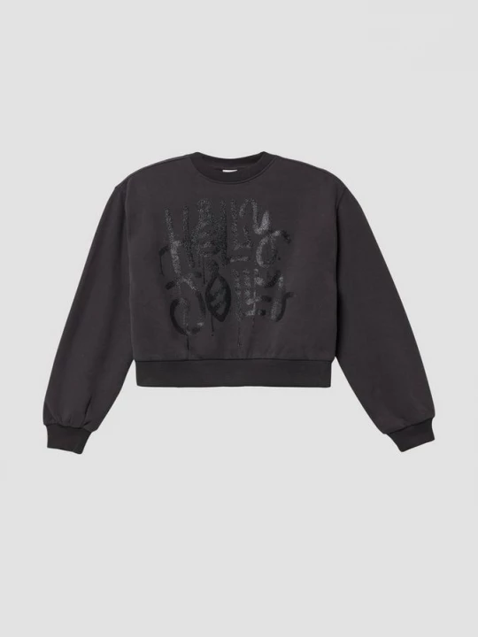 Foto van product Knusse crop sweater in een oversized vorm met een glinsterende print s.Oliver grijs
