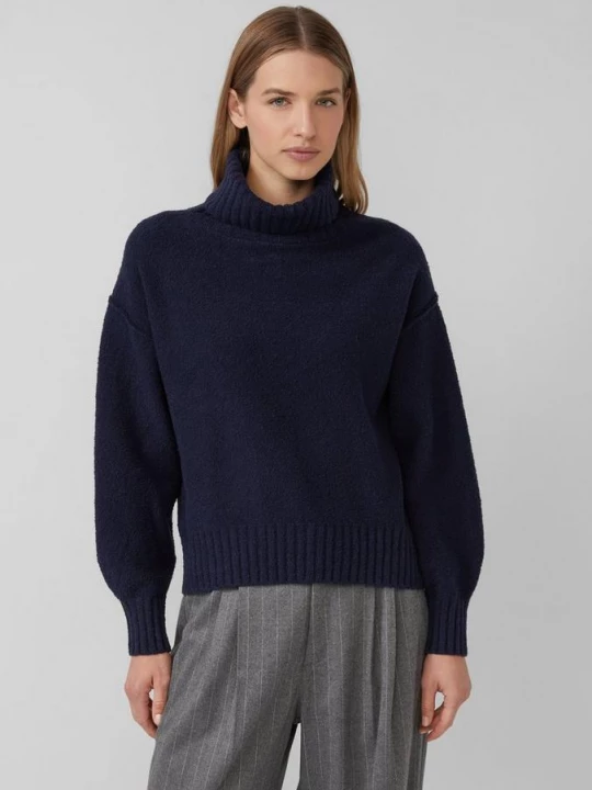 Foto van product Knusse gebreide trui met wijde col s.Oliver blauw