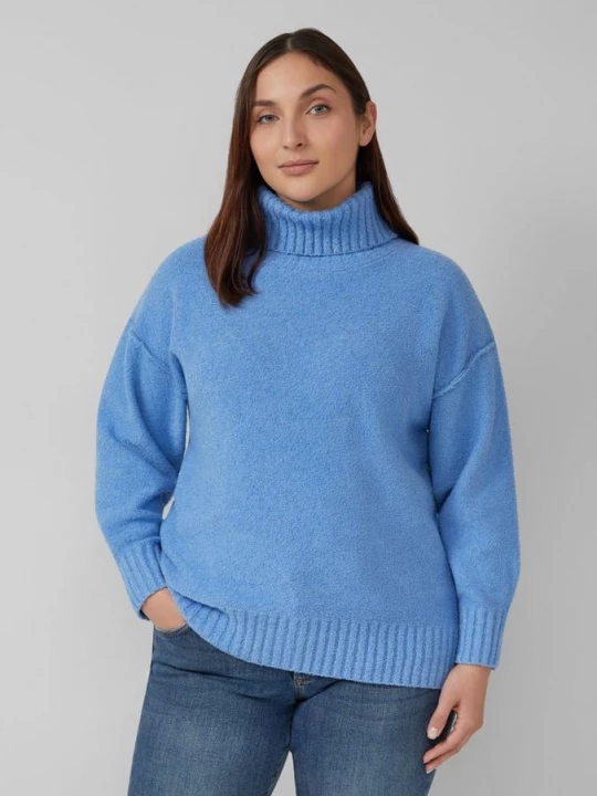 Foto van product Knusse gebreide trui met wijde col s.Oliver blauw