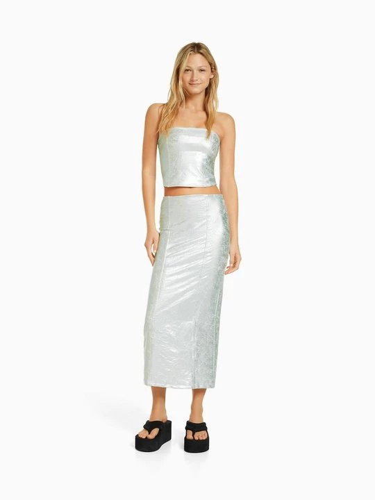 Foto van product Kokerrok Bershka zilverkleurig