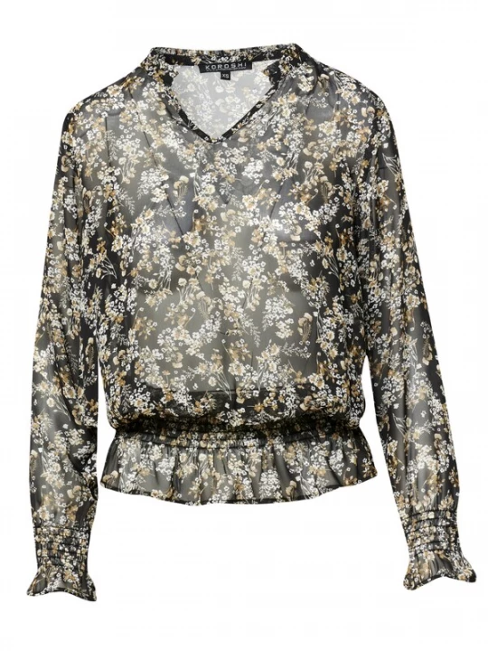 Foto van product KOROSHI Blouse beige / zwart / wit