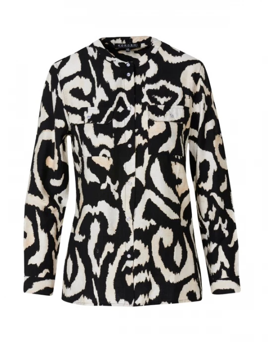 Foto van product KOROSHI Blouse beige / zwart / wit