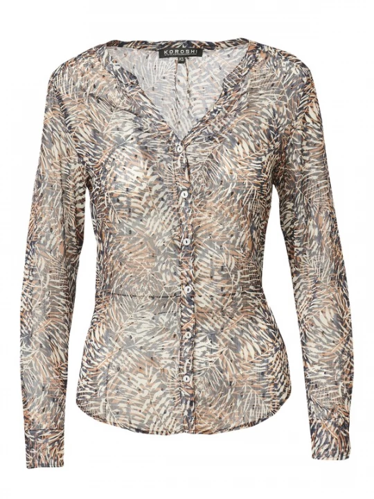 Foto van product KOROSHI Blouse bruin / zwart / offwhite