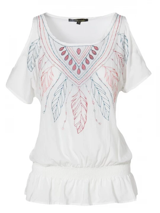Foto van product KOROSHI Blouse donkergroen / rood / wit