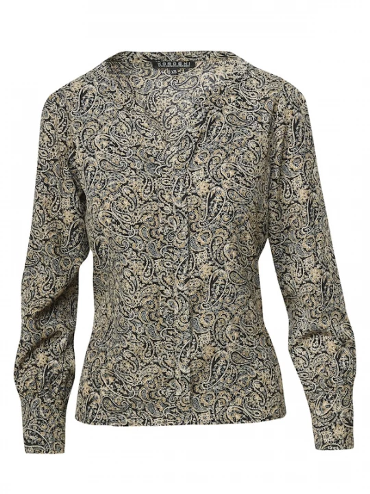 Foto van product KOROSHI Blouse lichtbruin / grijs / zwart