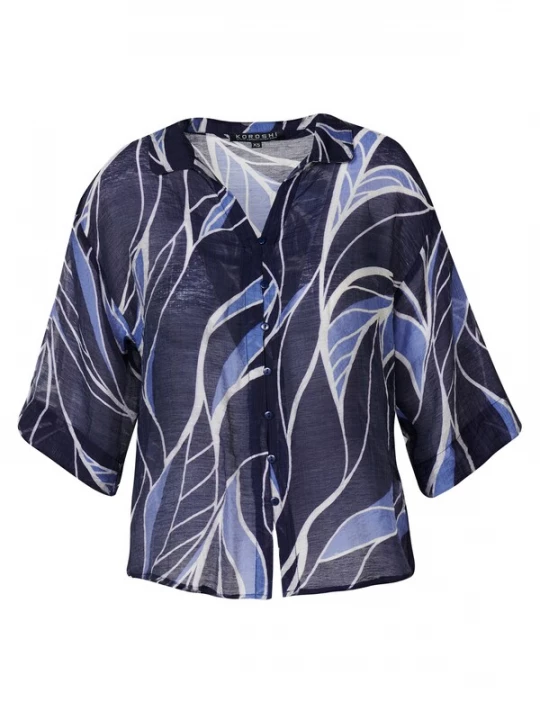 Foto van product KOROSHI Blouse marine / royal blue / koningsblauw / wit