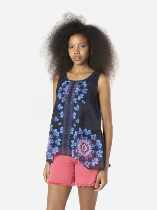 Foto van product KOROSHI Blouse navy / lichtblauw