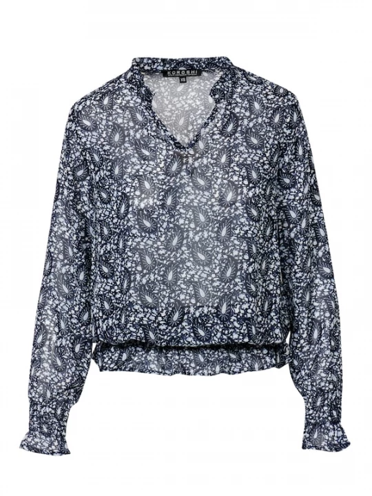 Foto van product KOROSHI Blouse navy / wit