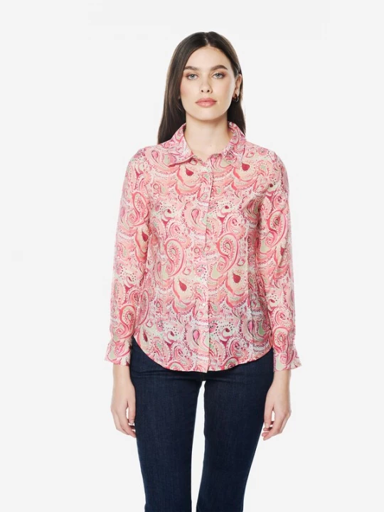 Foto van product KOROSHI Blouse pastelgroen / rosé / pastelrood