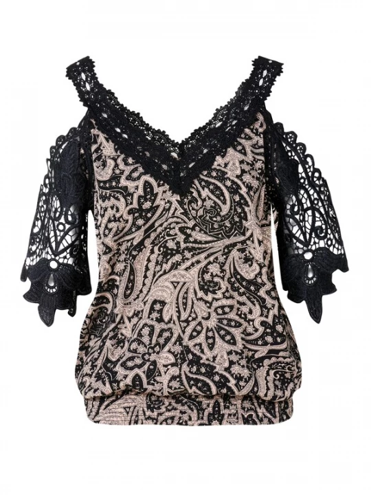 Foto van product KOROSHI Blouse rosé / zwart
