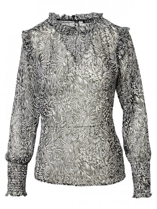 Foto van product KOROSHI Blouse zwart / offwhite