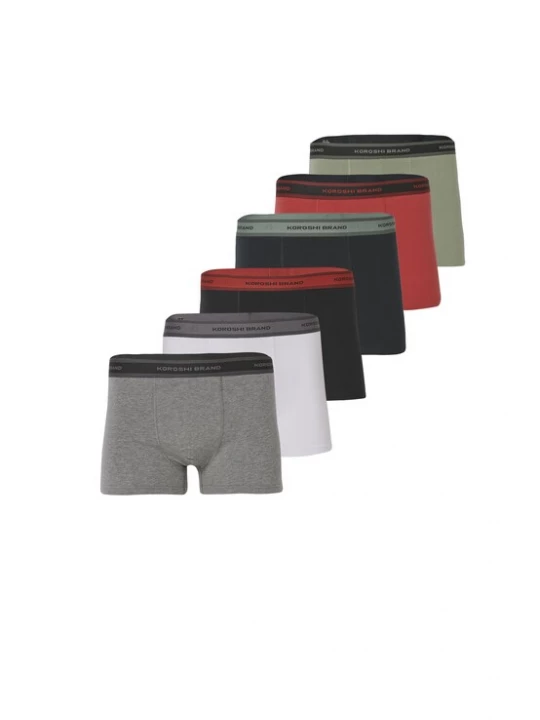 Foto van product KOROSHI Boxershorts grijs gemêleerd / kaki / donkerrood / zwart / wit