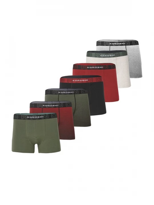 Foto van product KOROSHI Boxershorts kaki / olijfgroen / rood / zwart / wit