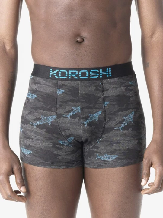 Foto van product KOROSHI Boxershorts turquoise / grijs / zwart