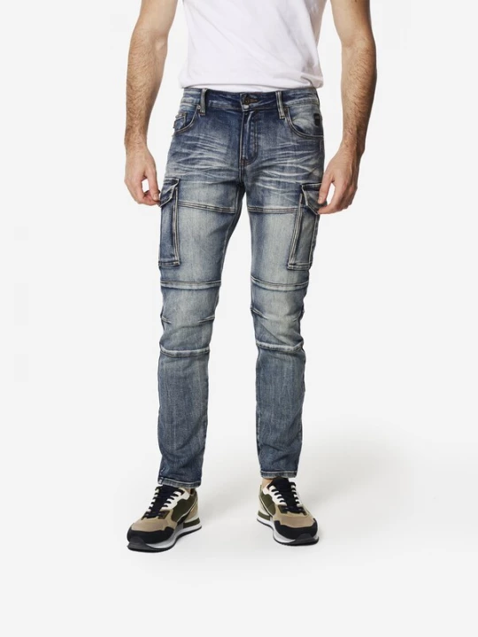 Foto van product KOROSHI Cargojeans blauw denim