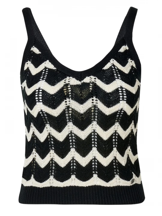 Foto van product KOROSHI Gebreide top zwart / offwhite