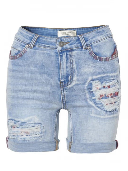 Foto van product KOROSHI Jeans lichtblauw / roestrood / offwhite