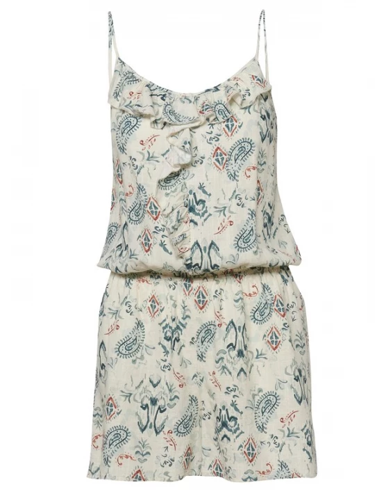 Foto van product KOROSHI Jumpsuit duifblauw / bruin / wit
