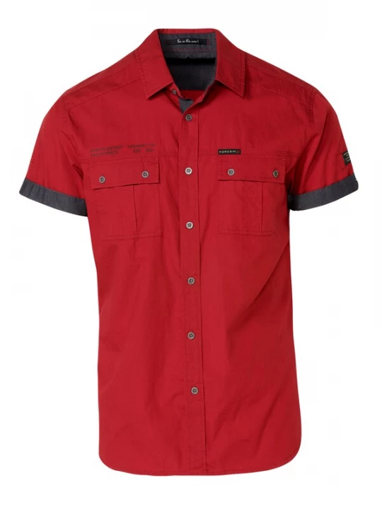 Foto van product KOROSHI Overhemd antraciet / rood