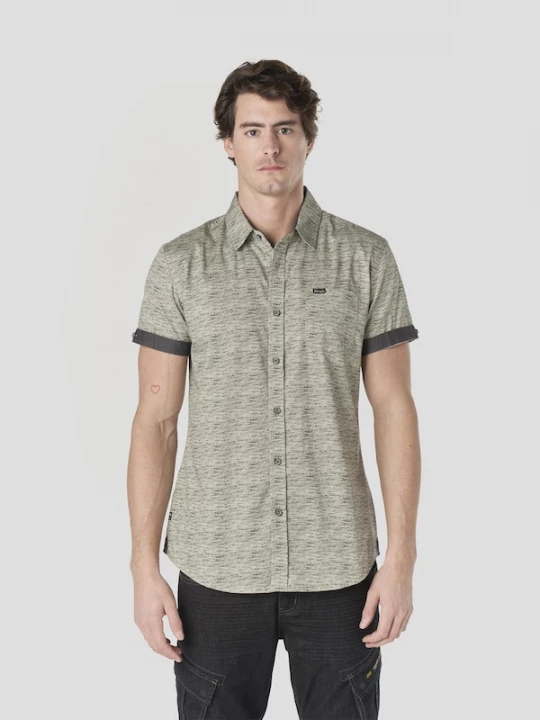 Foto van product KOROSHI Overhemd beige gemêleerd / donkergrijs